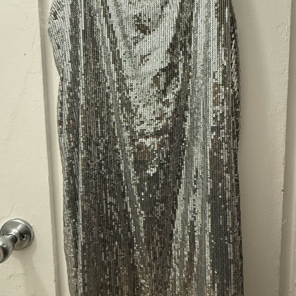 A New Day Shimmering Silver Sequin Top